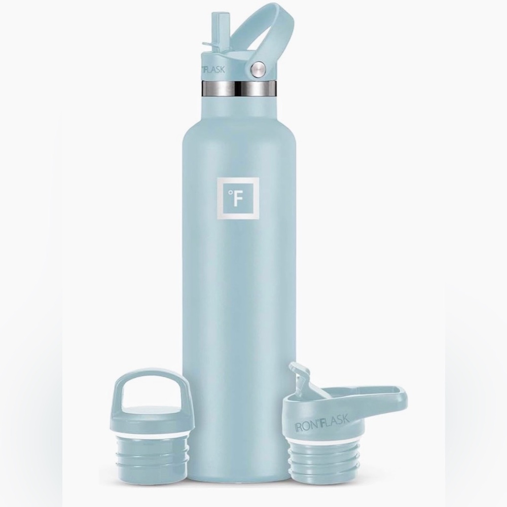 Iron Flask 24oz Stainless Steel Water Bottle with 3 Leak-proof Lids. New in Box!